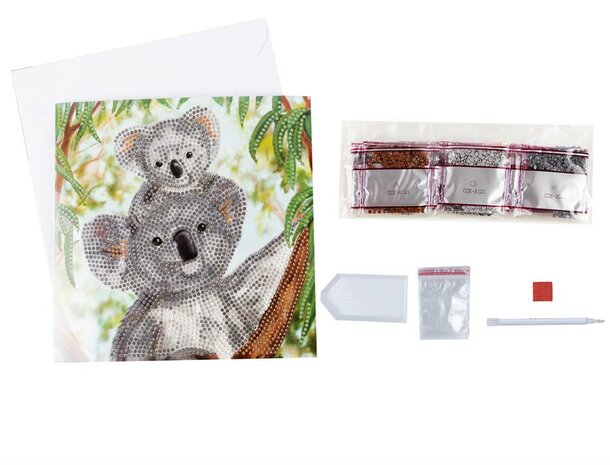 Crystal Card kit diamond painting Baby Koala - Martha Bowyer 18 x 18 cm
