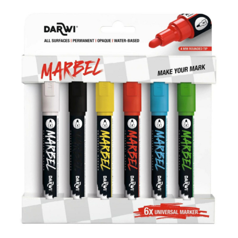 DARWI Marbel set 6 markers 4mm primair