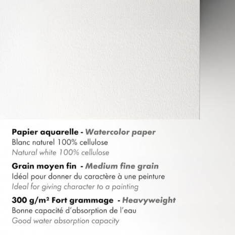 Bloc GOLDLINE AQUAPAD 300g korrel M A5 70 vel - Wit 