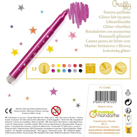 Graffy set van 12 glitter viltstiften