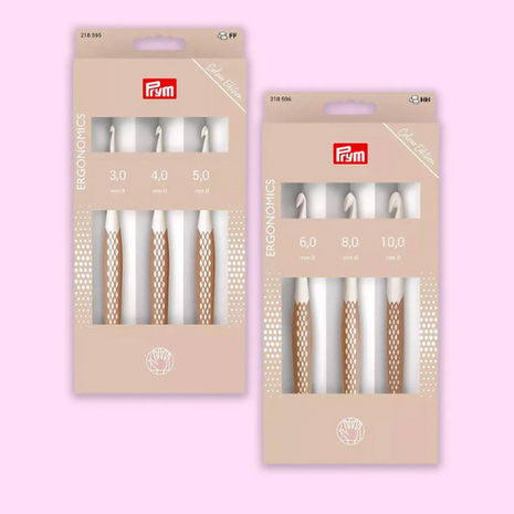 Prym Ergonomics wolhaaknaalden set taupe 3.00–5.00 mm