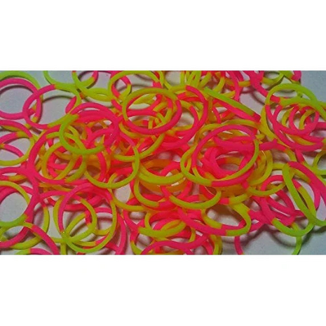 Rainbow Loom 2 colour pink - yellow 300 stuks