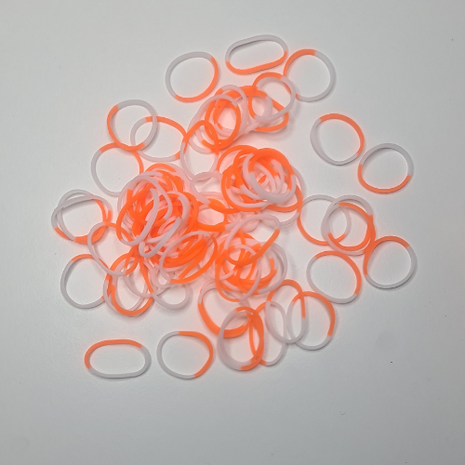 Rainbow Loom 2 colour orange - white 300 stuks