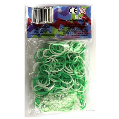 Rainbow Loom 2 colour green - white 300 stuks