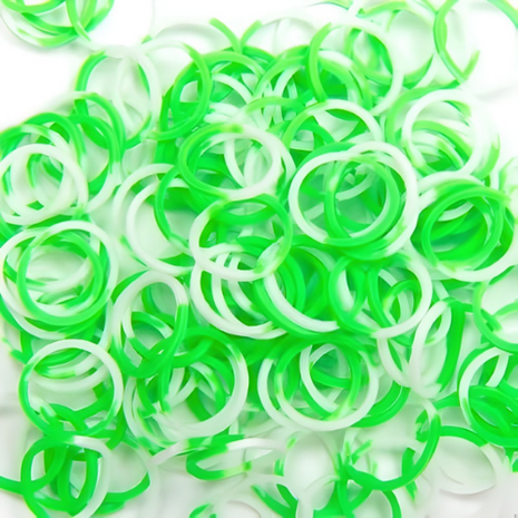 Rainbow Loom 2 colour green - white 300 stuks