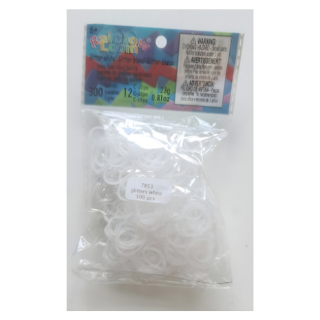 Rainbow Loom glitter wit 300 stuks