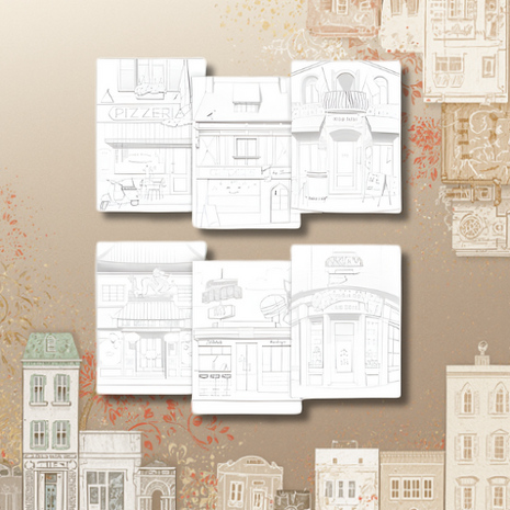 Odelia kleurboek volwassenen - thema shopfronts