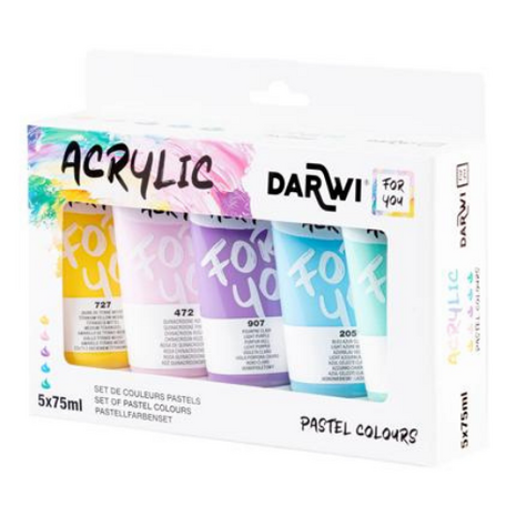 DFY starterset acrylverf pastel kleuren - 5 x 75 ml