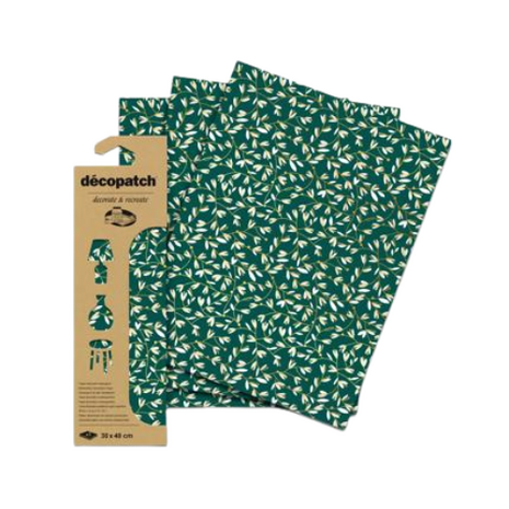 Decopatch Papier Set Vrijheid Donkergroen Hotfoil | 3 vellen
