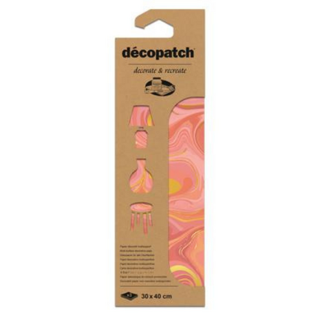 Decopatch Papier Set Verfpatroon Roze Hotfoil | 3 vellen