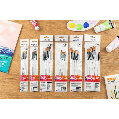 Darwi For You Verfkwasten &ndash; 5 Medium Speciale Penselen | Lijn, Rond, Waaier, Schuin & Lang Plat