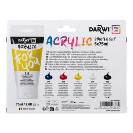 Darwi For You starterset acrylverf primaire kleuren 