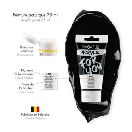 Darwi For You acrylverf 75 ml in tube lampenzwart
