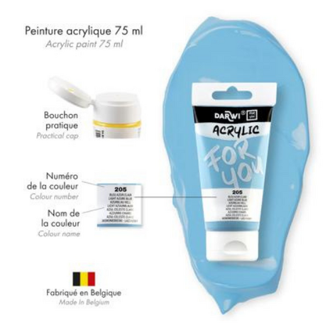 Darwi For You acrylverf 75 ml in tube licht azuurblauw