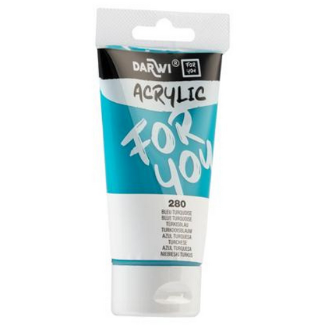 Darwi For You acrylverf 75 ml in tube turquoise blauw