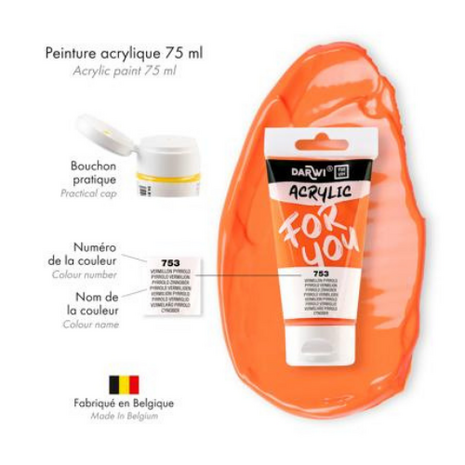 Darwi For You acrylverf 75 ml in tube pyrrolo vermiljoen