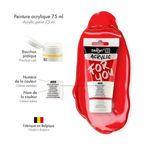 Darwi For You acrylverf 75 ml in tube pyrolle rood