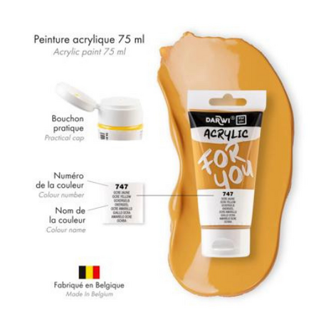 Darwi For You acrylverf 75 ml in tube okergeel