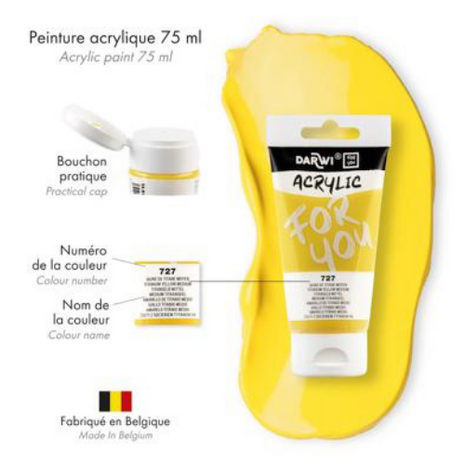Darwi For You acrylverf 75 ml in tube medium titaangeel