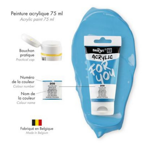 Darwi For You acrylverf 75 ml in tube briljant blauw