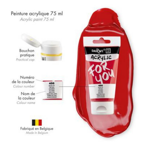 Darwi For You acrylverf 75 ml in tube fel rood
