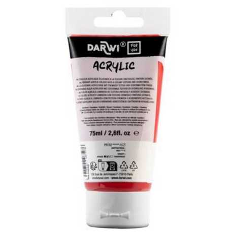 Darwi For You acrylverf 75 ml in tube fel rood