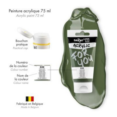 Darwi For You acrylverf 75 ml in tube groene aarde