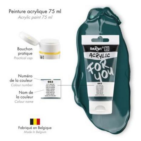 Darwi For You acrylverf 75 ml in tube Engels groen