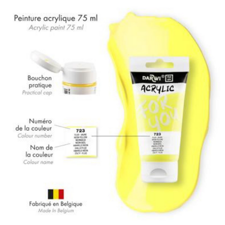 Darwi For You acrylverf 75 ml in tube neon geel