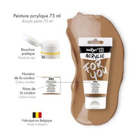 Darwi For You acrylverf 75 ml in tube licht siennabruin