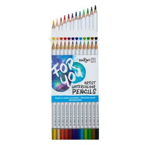 Darwi For You aquarel kleurpotloden set van 12 Kleuren