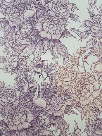 Decopatch papier romantische bloemenprint paars OP=OP