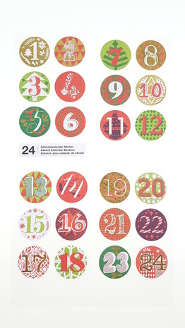 Paper Poetry Adventskalender stickers rood/groen 24st.