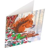Christmas Crystal Card kit diamond painting Squirrel Eekhoorn 18 x 18 cm