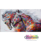 Full 5D Diamond Painting Paarden in kleuren kunstwerk 60 x 30 cm_