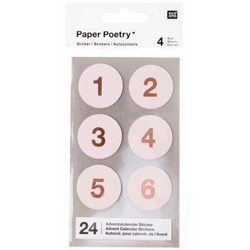 Paper Poetry Adventskalender stickers Poederroze 24st.