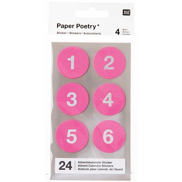 Paper Poetry Adventskalender stickers Donker roze 24st.