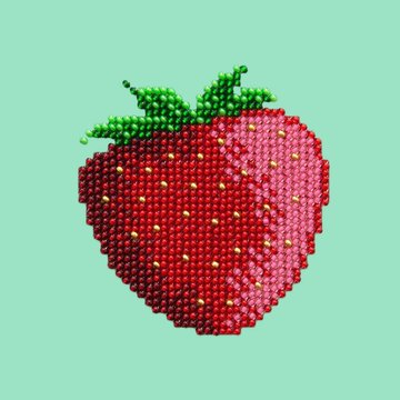 Miniart Crafts Strawberry 12 x 12 cm borduren met kralen