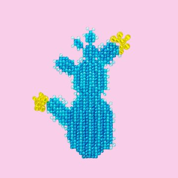 Miniart Crafts Blue Cactus 12 x 12 cm borduren met kralen