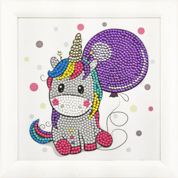 Crystal Art kit Kinder Frame Party Unicorn Partial 16 x 16 cm.