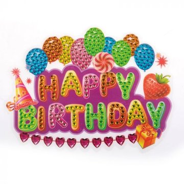 Crystal Art Sticker Happy Birthday 10 x 15 cm.