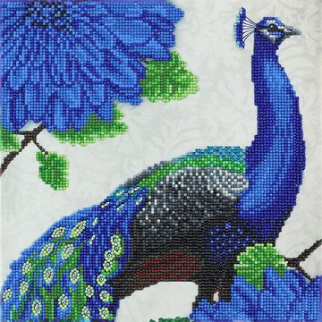 Crystal Art kit Flowering Peacock (full) 30 x 30 cm