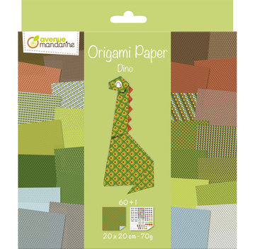 Origami papier Dino, 60 vel 70g 20 x 20 cm - met motief
