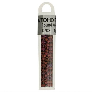 TOHO GLASKRALEN ROND 8-0 TH8-0703 BRUIN ROOD PAARS