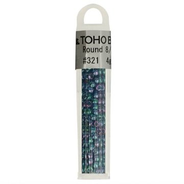 TOHO GLASKRALEN ROND 8-0 TH8-0321 BLAUW GROEN PAARS