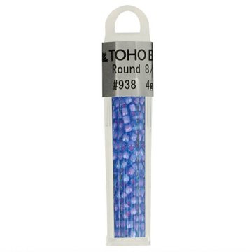 TOHO GLASKRALEN ROND 8-0 TH8-0938  BLAUW PAARS