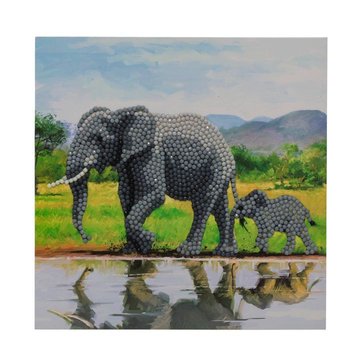 Crystal Card kit diamond painting Elephants Olifanten 18x18cm