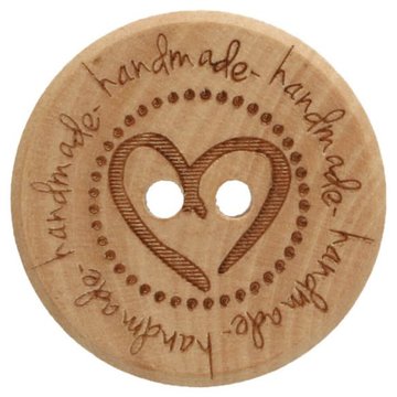 KNOOP HOUT MET HART MET TEKST HANDMADE 25MM