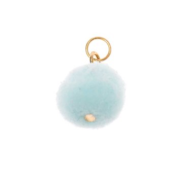 Pompon voor sieraden of decoratie 12mm Light Blue met goudkleurig oog