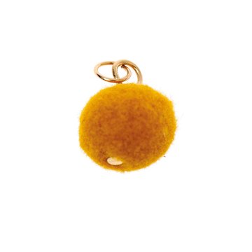 Pompon voor sieraden of decoratie 12mm Mustard met goudkleurig oog